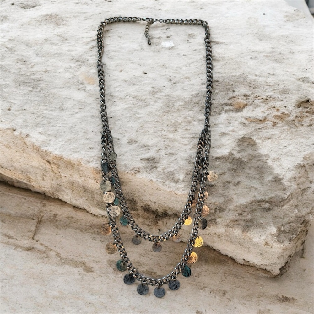 VINTAGE DISTRESSED DOUBLE CHAIN NECKLACE 36”
